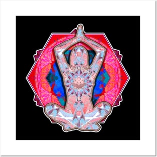 Yoga Patterns Red And Blue Posters and Art